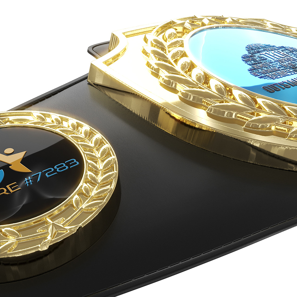 Express Bright Shield Championship Belt in Texture Tone Black - Image 4