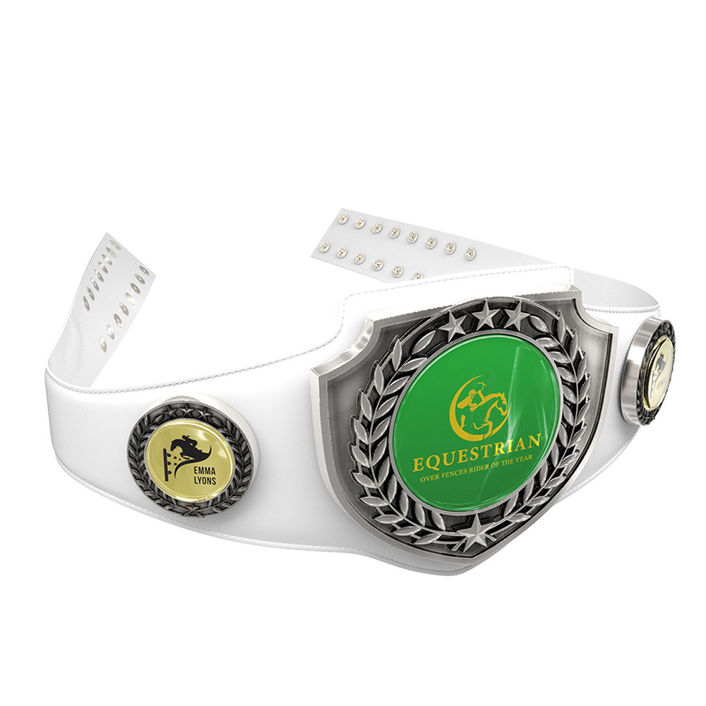 Express Antique Shield Championship Belt in Vibraprint White