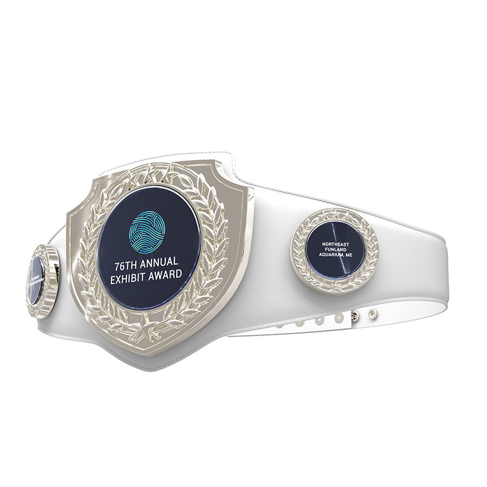 Express Bright Shield Championship Belt in Vibraprint  White