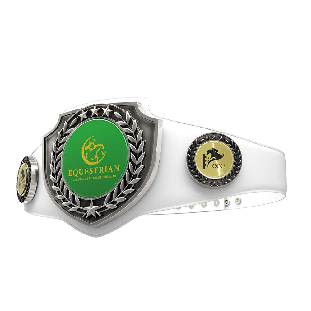 Express Antique Shield Championship Belt in Vibraprint White