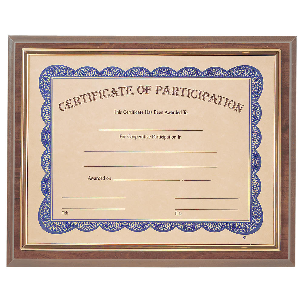 13″ x 10 1/2″ Cherry Finish Slide-in Plaque w/ 8 1/2″ x 11″ Frame