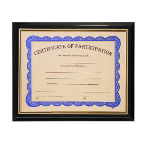 13″ x 10 1/2″ High Gloss Black Finish Slide-in Plaque w/ 8 1/2″ x 11″ Frame
