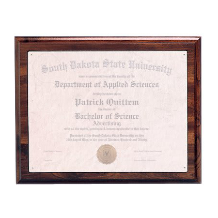 13″ x 10 1/2″ Cherry Finish Routed Plaque with 11″ x 8 1/2″ Plexiglass Window