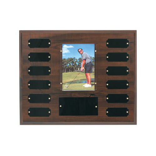 12 Plate w/ 3 1/2″ x 5″ Photo Holder, Completed Cherry Finish Perpetual Plaque